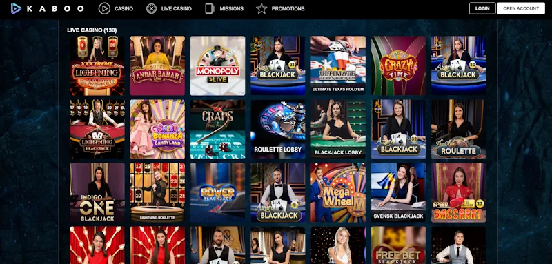Kaboo Casino Live screenshot