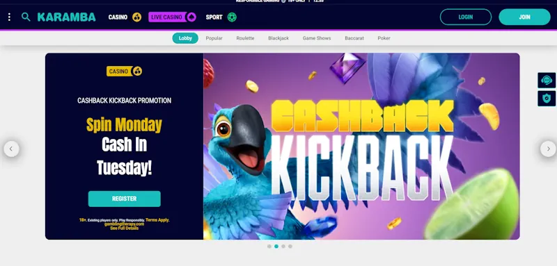 Karamba Casino Ongoing Offers screenshot