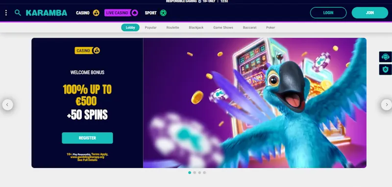 Karamba Casino Welcome Bonus screenshot