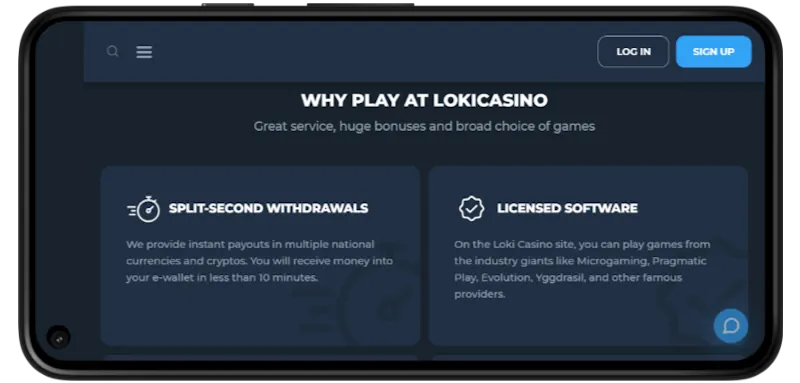 Loki Casino obile Play screenshot