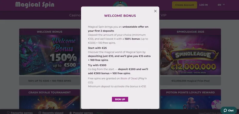 Lucky Niki casino Welcome Bonus screenshot