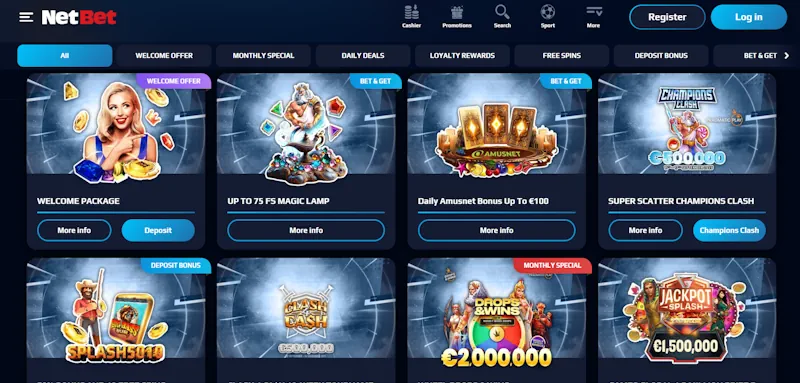 NetBet Casino Ongoing Offers screenshot