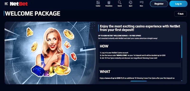 NetBet Casino Welcome Bonus screenshot