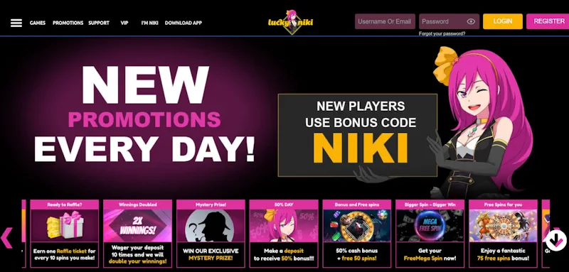 Lucky Niki casino Slots Ongoing Offers screenshot