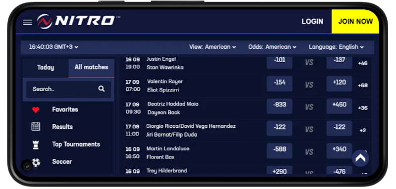Nitrogen Sports Mobile Betting screenshot