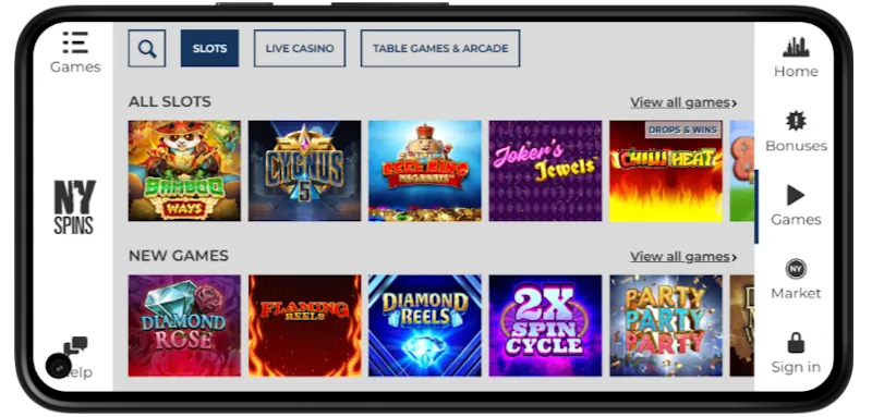 NYspins Casino Mobile Play screenshot