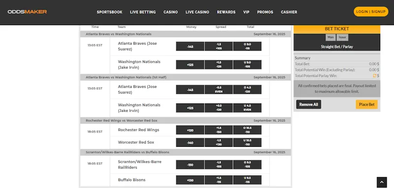 Oddsmaker Sports Features screenshot