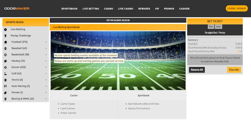 Oddsmaker Sports Live screenshot