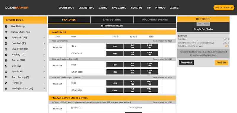 Oddsmaker Sports screenshot