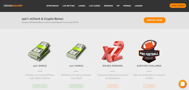 Oddsmaker Sports Welcome Bonus screenshot