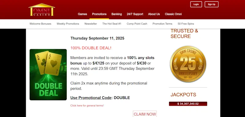 Omni Casino Ongoing Offers screenshot