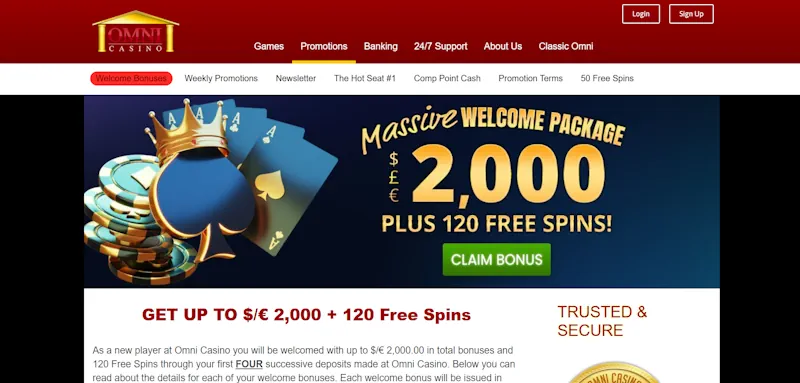 Omni Casino Welcome Bonus screenshot