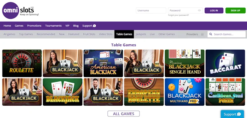 Omni Slots Casino Table screenshot