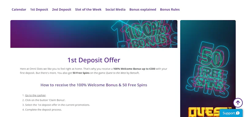 Omni Slots Casino Welcome Bonus screenshot