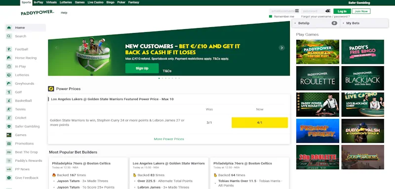 Paddy Power screenshot