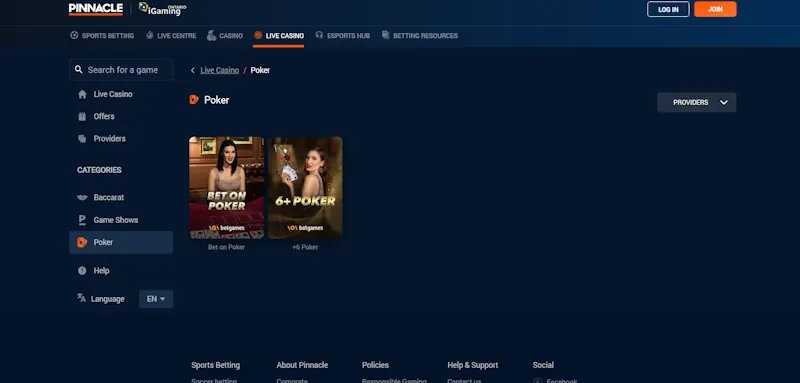 Pinnacle Casino Table screenshot