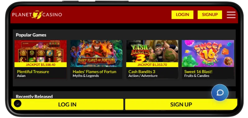 Planet 7 Casino Mobile Play screenshot