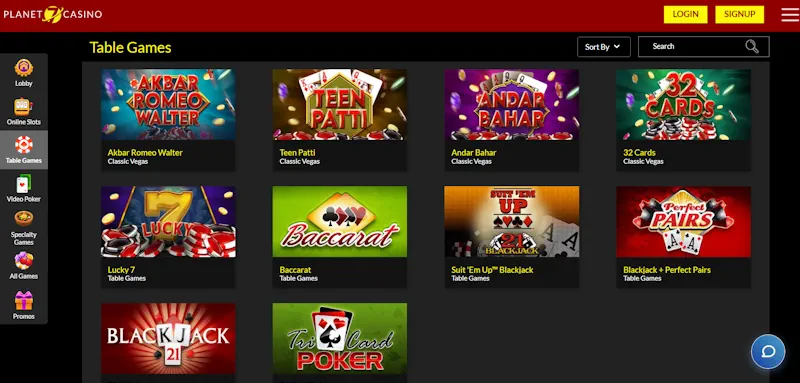 Planet 7 Casino Table screenshot