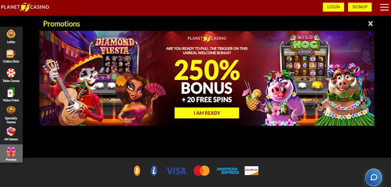 Planet 7 Casino Welcome Bonus screenshot