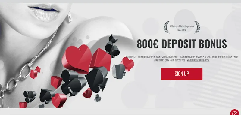 Platinum Play Casino Welcome Bonus screenshot