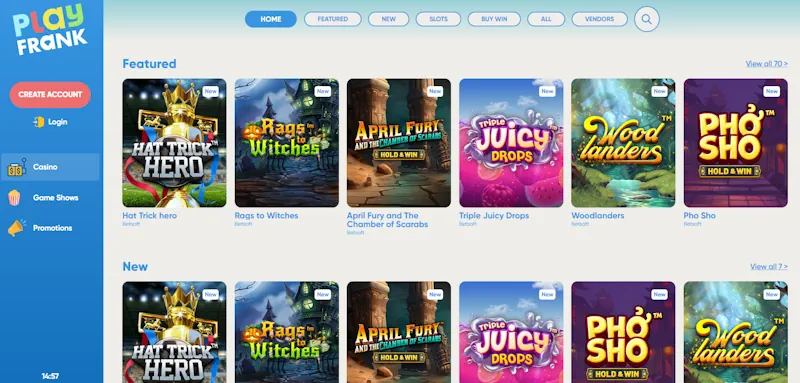PlayFrank Casino Games screenshot