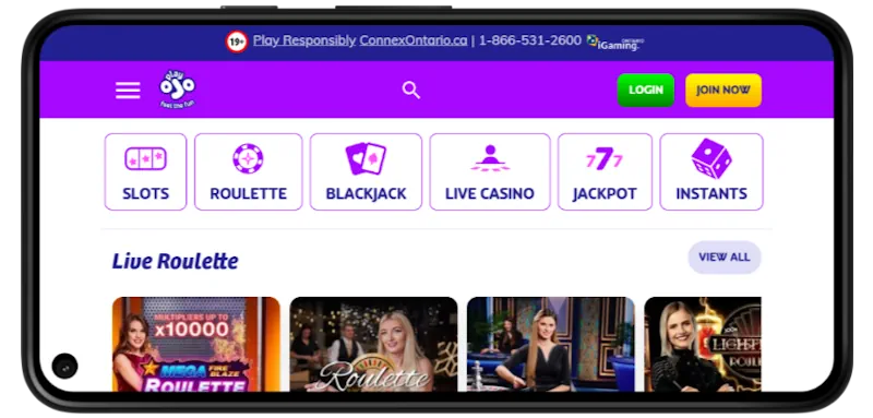 PlayOjo Casino Mobile Play screenshot