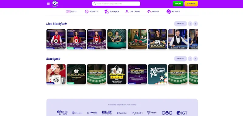 PlayOjo Casino  Table screenshot