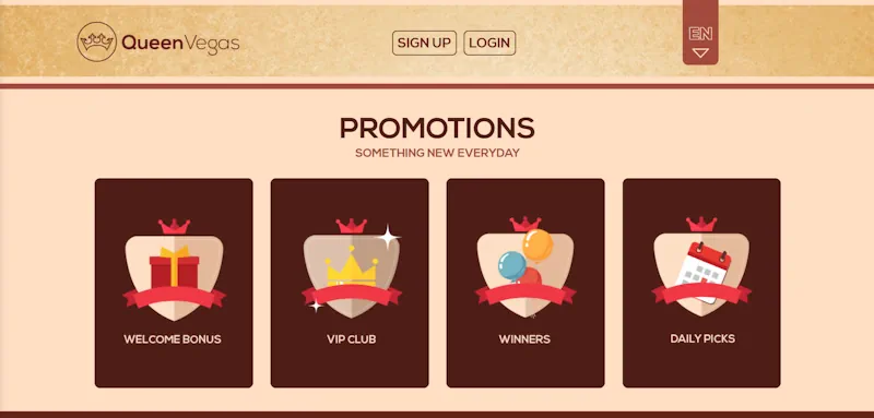 Queen Vegas Casino Ongoing Offers screenshot