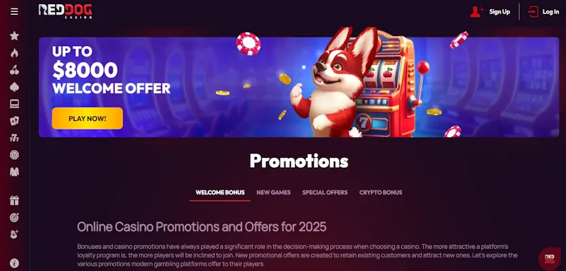 Red Dog Casino wbonus screenshot