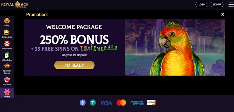 Royal Ace Casino Welcome Bonus screenshot