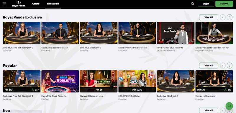 Royal Panda Casino Live screenshot