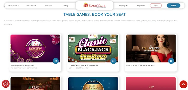 Royal Vegas Casino Table screenshot