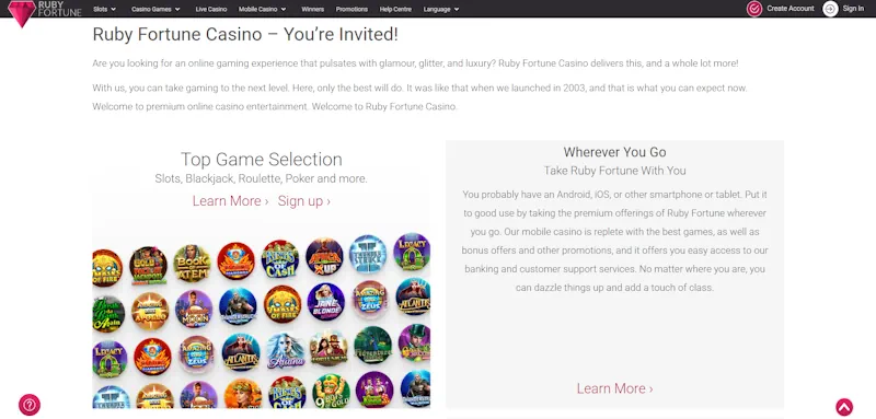 Ruby Fortune Casino Games screenshot