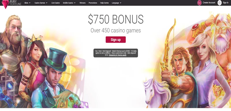 Ruby Fortune Casino Welcome Bonus screenshot