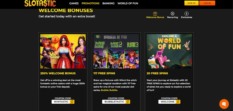 Slotastic Casino Ongoing Offers screenshot