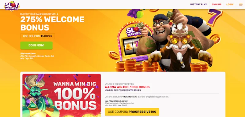 Slot Madness Casino Welcome Bonus screenshot