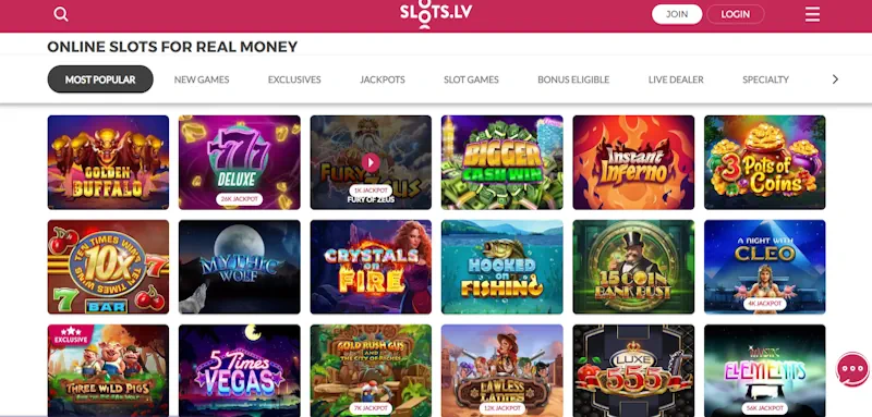 Slots.lv Casino screenshot