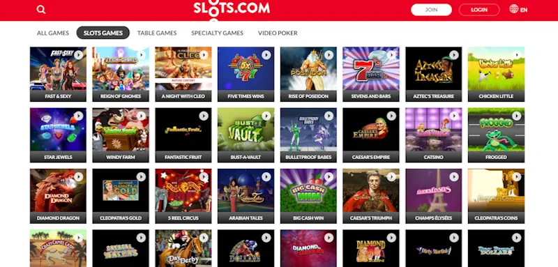 Slots.com Casino screenshot