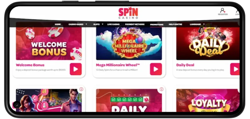 Spin Slots Casino Ongoing Offers screenshot