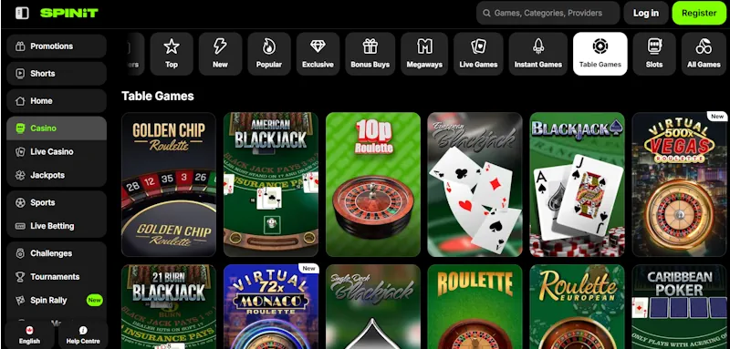Spinit Casino Table screenshot