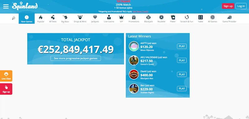 Spinland Casino Games screenshot