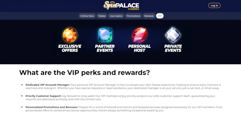 Spin Palace Casino Ongoing Offers screenshot