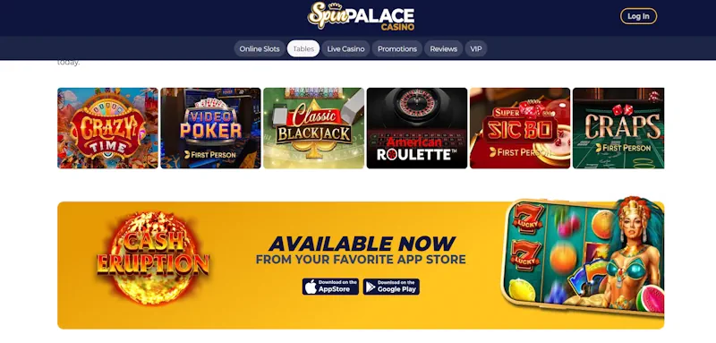 Spin Palace Casino Table screenshot