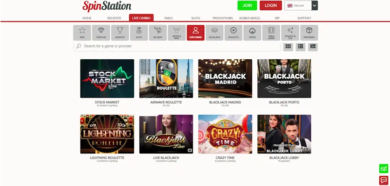Spin Station Casino Live screenshot