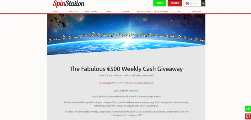 Spin Station Casino Ongoing Offers screenshot