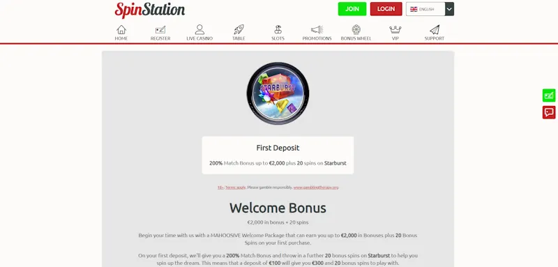 Spin Station Casino Welcome Bonus screenshot