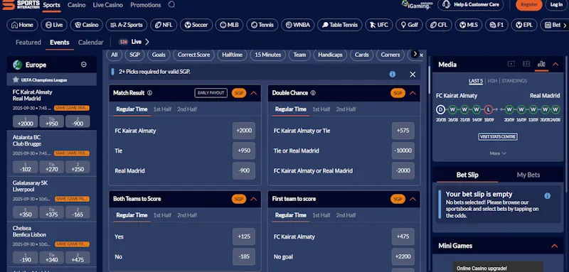 Sports Interaction Features screenshot