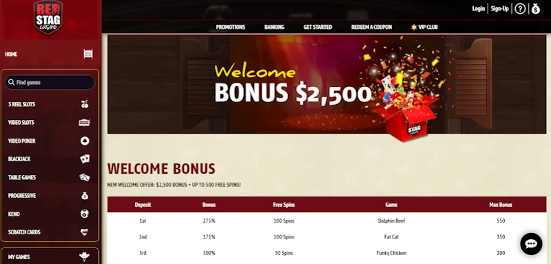 Red Stag Casino Welcome Bonus screenshot