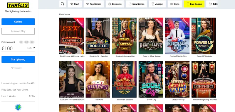 Thrills Casino Live screenshot