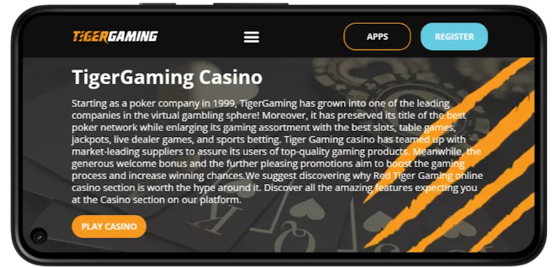 TigerGaming Casino Mobile Play screenshot